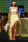 Nirmooha-Lemon Yellow Cutout Asymmetrical Dress-INDIASPOPUP.COM