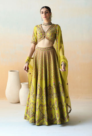 Aman Takyar-Lime Green Lehenga Set-INDIASPOPUP.COM