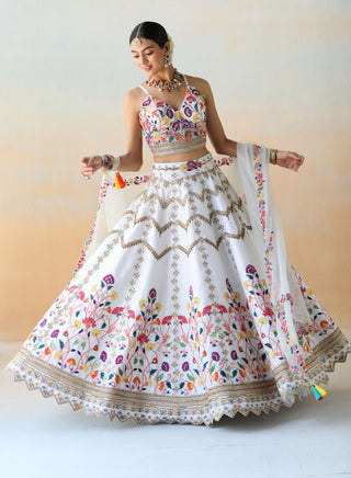 Aman Takyar-White Raw Silk Lehenga Set-INDIASPOPUP.COM