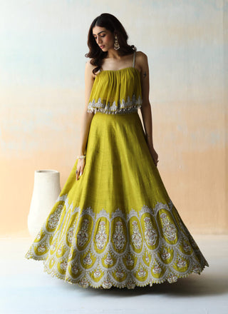 Aman Takyar-Lime Green Lehenga Set-INDIASPOPUP.COM