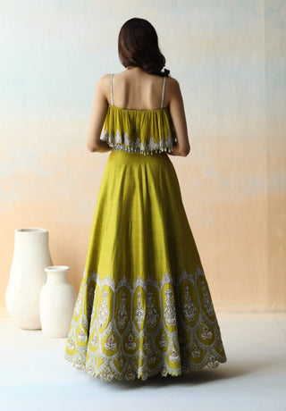 Aman Takyar-Lime Green Lehenga Set-INDIASPOPUP.COM