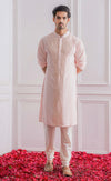 Ankit V Kapoor-Powder Pink Nehru Jacket With Kurta And Churidaar-INDIASPOPUP.COM