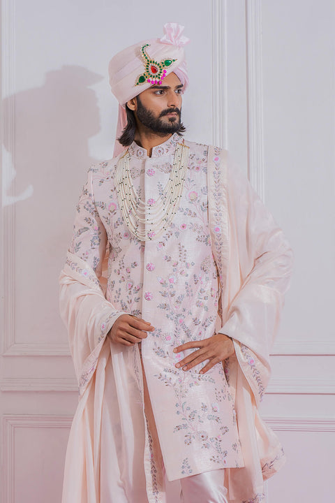 Pink sherwani for groom sale