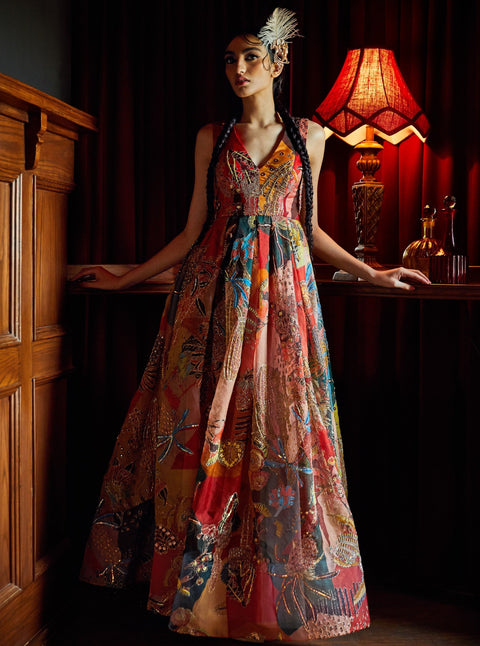 Aisha Rao-Red Embellished Gown-INDIASPOPUP.COM