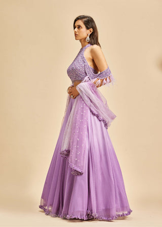 Nitika Gujral-Lilac Mukaish Lehenga Set-INDIASPOPUP.COM