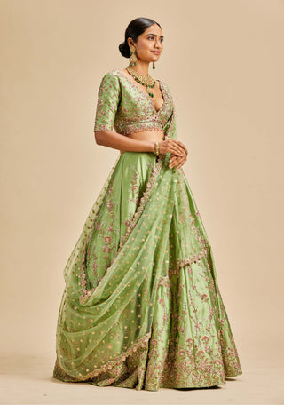 Nitika Gujral-Jade Green Lehenga Choli Set-INDIASPOPUP.COM