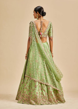 Nitika Gujral-Jade Green Lehenga Choli Set-INDIASPOPUP.COM