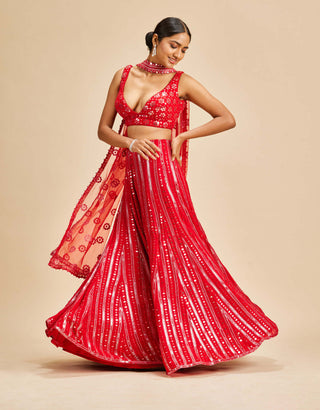 Nitika Gujral-Red Georgette Sharara Set-INDIASPOPUP.COM