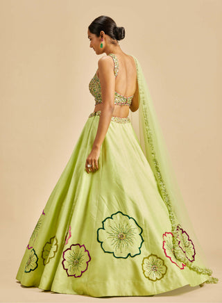Nitika Gujral-Lime Green Embroidered Lehenga Set-INDIASPOPUP.COM