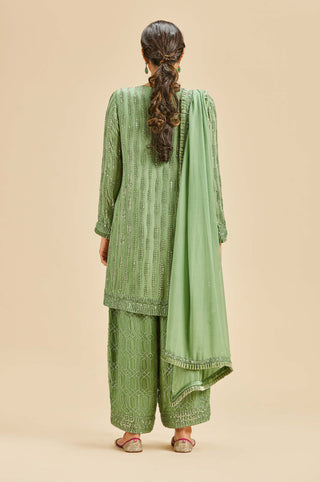 Nitika Gujral-Olive Green Kurta Palazzo Set-INDIASPOPUP.COM