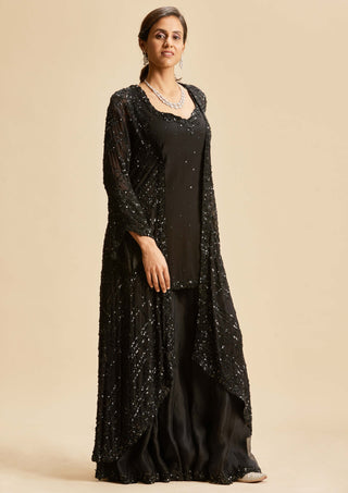 Nitika Gujral-Black Embroidered Sharara Jacket Set-INDIASPOPUP.COM