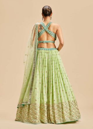 Nitika Gujral-Mint Green Embroidered Lehenga Set-INDIASPOPUP.COM