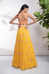 Aneesh Agarwaal-Yellow Georgette Lehenga Skirt Set-INDIASPOPUP.COM