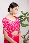 Aneesh Agarwaal-Hot Pink Cape Lehenga Set-INDIASPOPUP.COM
