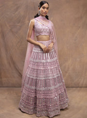 Aneesh Agarwaal-Pink Embroidered Lehenga Set-INDIASPOPUP.COM