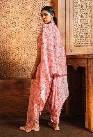 Aneesh Agarwaal-Pink Paisley Cowl Jumpsuit And Jacket-INDIASPOPUP.COM