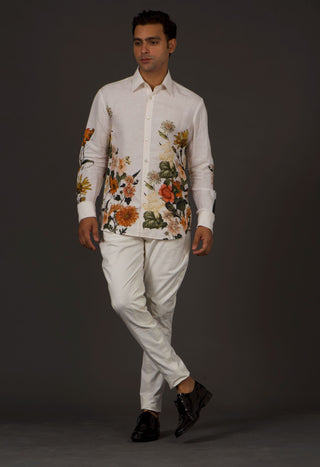 Balance By Rohit Bal-Ivory Floral Printed Shirt-INDIASPOPUP.COM