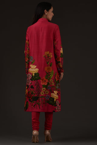 Balance By Rohit Bal-Fuchsia Printed Straight Kurta Set-INDIASPOPUP.COM