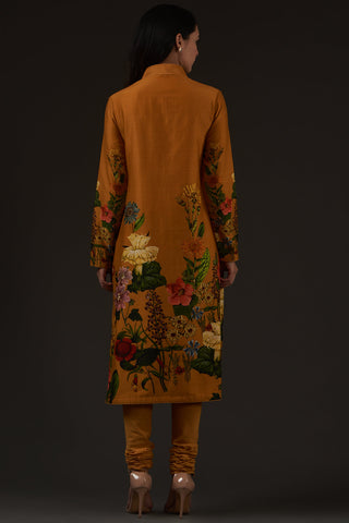 Balance By Rohit Bal-Mustard Printed Straight Kurta Set-INDIASPOPUP.COM