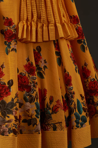 Balance By Rohit Bal-Mango Yellow Printed Anarkali Set-INDIASPOPUP.COM