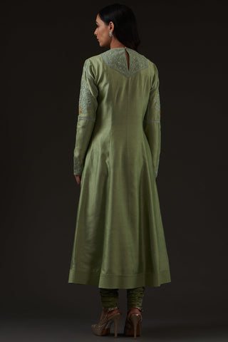 Balance By Rohit Bal-Sage Green Embroidered Kalidar Kurta Set-INDIASPOPUP.COM