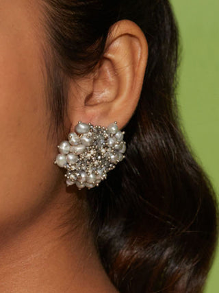 House Of Doro-Silver Handcrafted Stud Earrings-INDIASPOPUP.COM