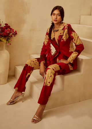 Bhumika Sharma-Red Dahlia Pant Suit-INDIASPOPUP.COM