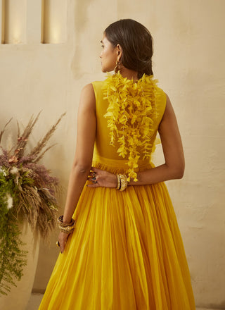 Bhumika Sharma-Yellow Embroidered Jacket Anarkali-INDIASPOPUP.COM