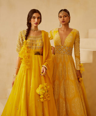 Bhumika Sharma-Yellow Belted Anarkali-INDIASPOPUP.COM