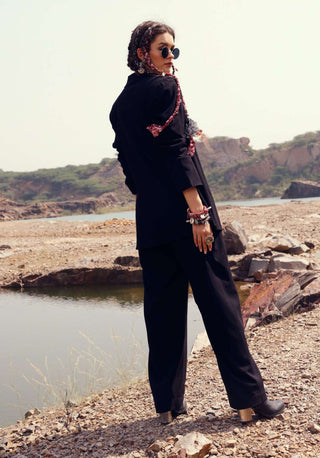 Bhumika Sharma-Black Jacket And Pants Set-INDIASPOPUP.COM