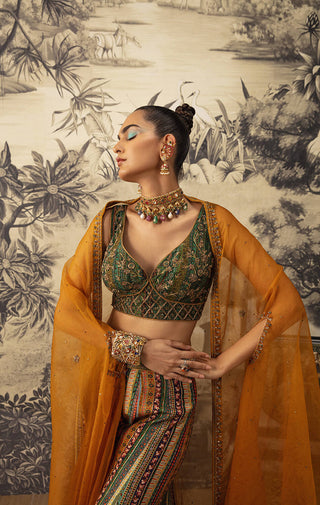 Kalista-Green Embroidered Sharara Set-INDIASPOPUP.COM