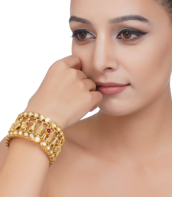 Preeti Mohan-Gold Plated Kundan Bangles-INDIASPOPUP.COM