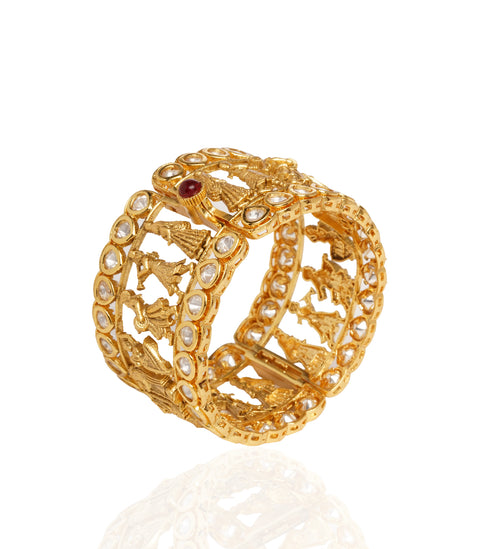 Preeti Mohan-Gold Plated Kundan Bangles-INDIASPOPUP.COM
