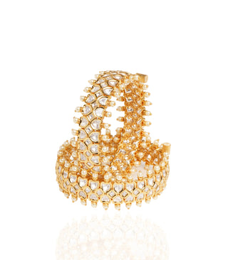 Preeti Mohan-Gold Plated Kundan Bangles With Pearls-INDIASPOPUP.COM
