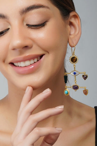 Zariin-Dressy Multi Stone Healing Statement Earrings-INDIASPOPUP.COM