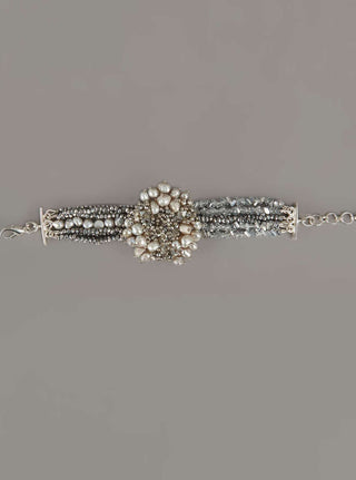 House Of Doro-Silver Metallic Studded Bracelet-INDIASPOPUP.COM