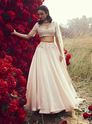 Bhumika Sharma-Champagne Pleated Lehenga Set-INDIASPOPUP.COM