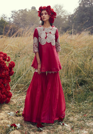 Bhumika Sharma-Fuschia A-Line Top And Sharara-INDIASPOPUP.COM