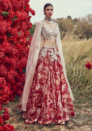 Bhumika Sharma-Red Bahaar Lehenga Set-INDIASPOPUP.COM