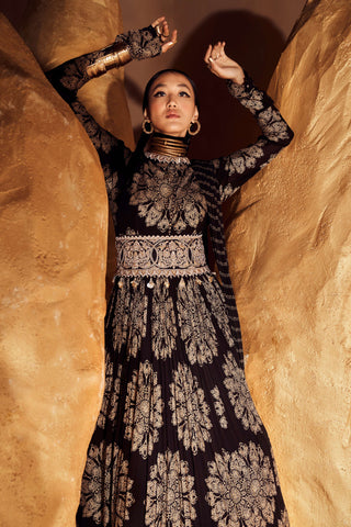 Bhumika Sharma-Black Tara Belted Anarkali Set-INDIASPOPUP.COM