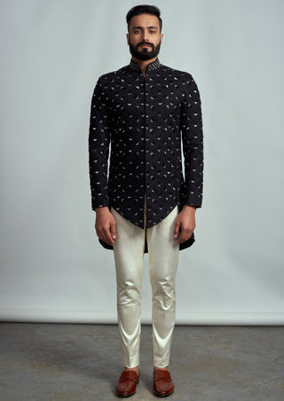 Arjun Kilachand-Black Embroidered Fusion Jacket-INDIASPOPUP.COM