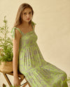 Be-Blu-Cecilia Green Printed Long Dress-INDIASPOPUP.COM