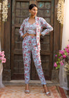 Powder Blue Printed Pant Suit