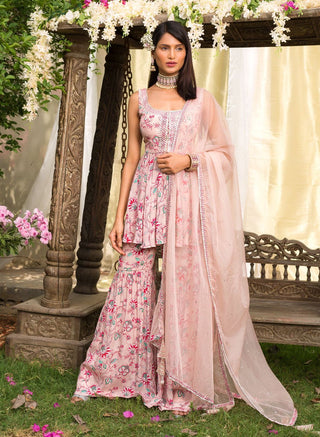 Pink Floral Sharara Set