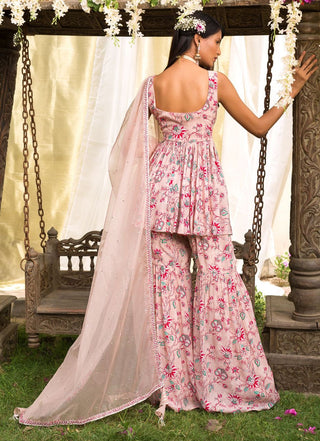 Pink Floral Sharara Set