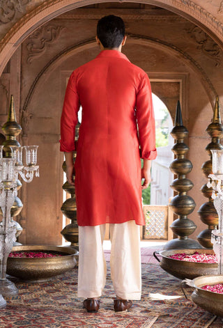 Chhavvi Aggarwal-Red Pathani Kurta Set-INDIASPOPUP.COM