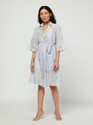 Meadow-Blue Embroidered Dress-INDIASPOPUP.COM