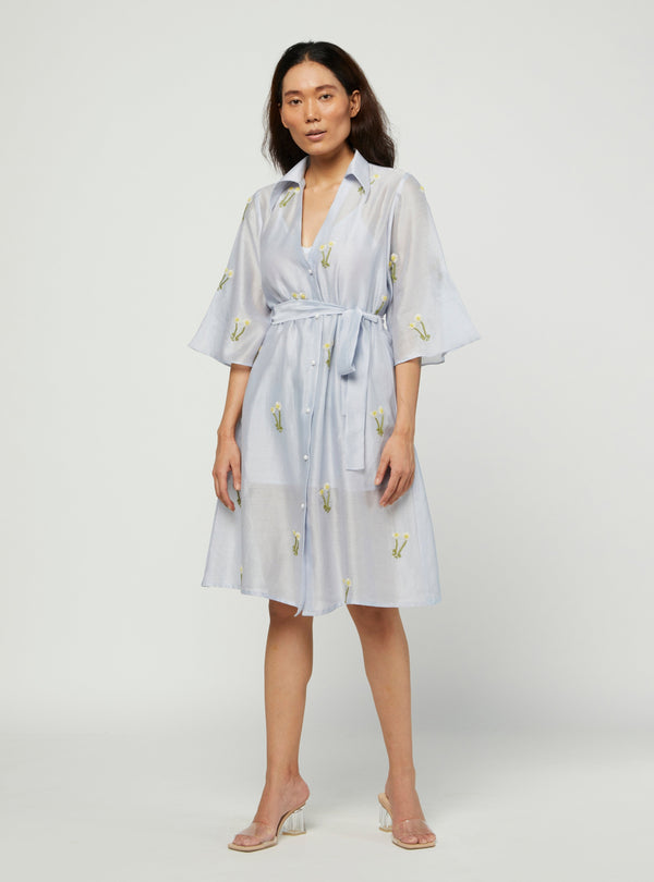 Meadow-Blue Embroidered Dress-INDIASPOPUP.COM