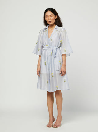 Meadow-Blue Embroidered Dress-INDIASPOPUP.COM