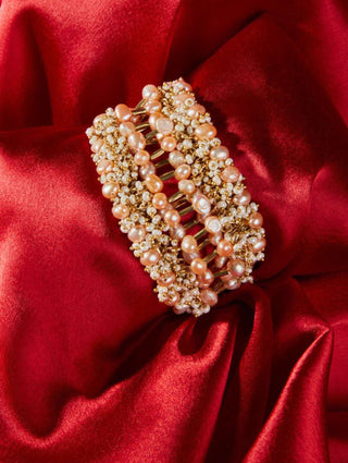 House Of Doro-Peach Pearl Split Designed Bracelet-INDIASPOPUP.COM